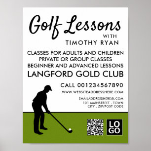 Golf Player Silhouette, GoIf Lesson Advertising Poster