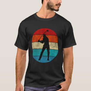 Golf Player Silhouette Vintage Retro Sunset Funny T-Shirt