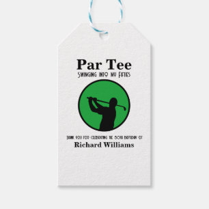 Golf Player Swinging into My Fifties 50th Birthday Gift Tags