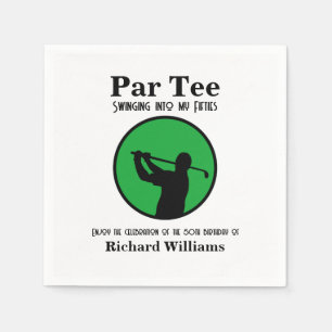 Golf Player Swinging into My Fifties 50th Birthday Napkin