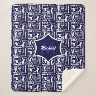 Golf Player Theme Cool Monogrammed Sherpa Blanket