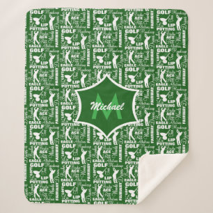 Golf Player Theme Cool Monogrammed Sherpa Blanket