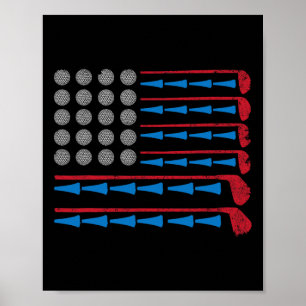Golf Player Usa Flag Golfer Sport Father Dad Pop G Poster