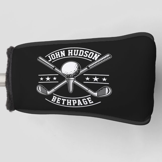 Golf Player White Monogram Golf Cover (Front)