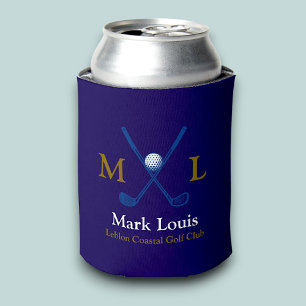 Golf Players Monogram Personalised blue Can Cooler
