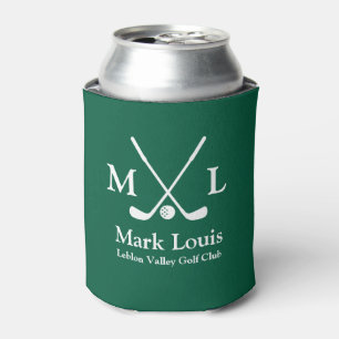Golf Players Monogram Personalised Green Can Cooler