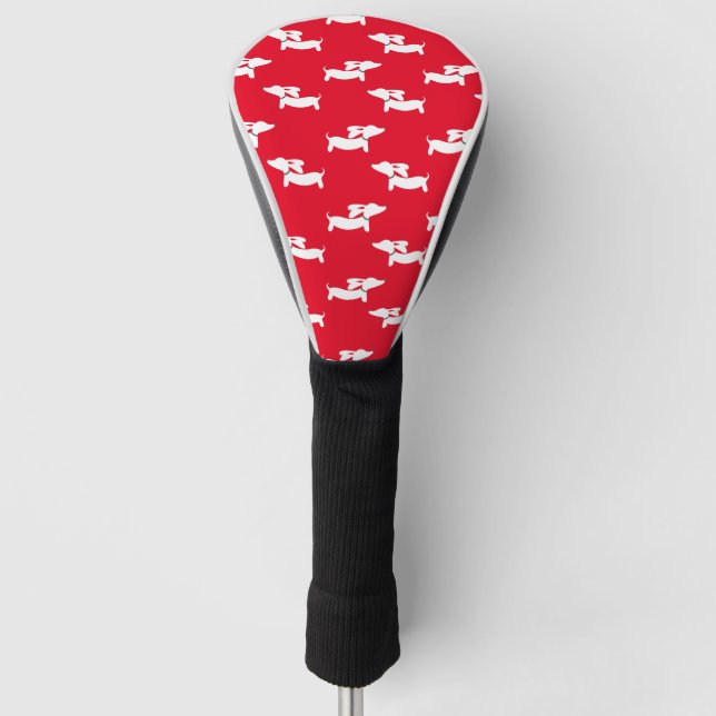Golf Playing Dachshund Mum Pink  Head Cover (Front)