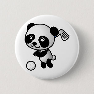 Golf Playing Panda 6 Cm Round Badge