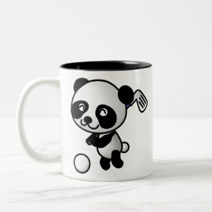 Golf Playing Panda Two-Tone Coffee Mug