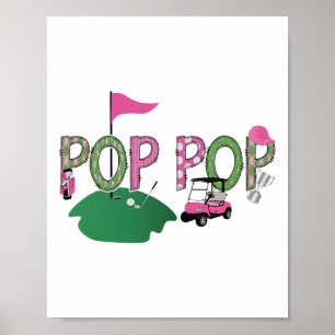 Golf Pop Pop Hole In One Golf 1st Birthday Party Poster