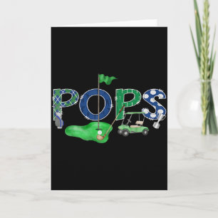 Golf pops hole in one golf 1st birthday boy party card