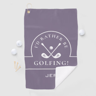 Golf Pro Golfer Fun Golfing Saying Monogram Purple Towel
