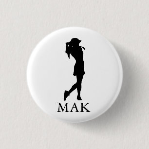 Golf Pro Woman stylish personalised custom 3 Cm Round Badge