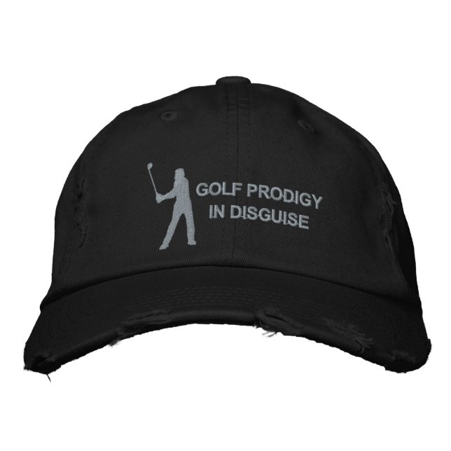 Golf Prodigy In Disguise Funny Golf Design Embroidered Hat (Front)