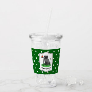 Golf Pug Playing Golf (black) Cute Dog Funny Acrylic Tumbler