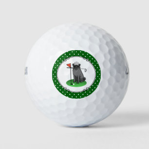 Golf Pug Playing Golf (black) Cute Dog Funny Balls