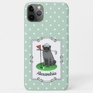 Golf Pug Playing Golf (black) Cute Dog Funny iPhone 11 Pro Max Case
