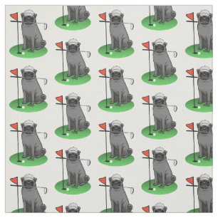 Golf Pug Playing Golf (black) Cute Dog Funny Fabric
