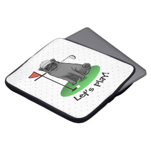 Golf Pug Playing Golf (black) Cute Dog Funny Laptop Sleeve
