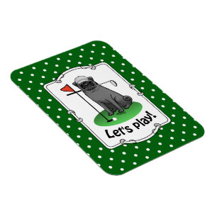 Golf Pug Playing Golf (black) Cute Dog Funny Magnet
