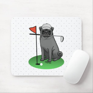 Golf Pug Playing Golf (black) Cute Dog Funny Mouse Pad