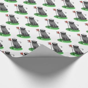 Golf Pug Playing Golf (black) Cute Dog Funny Wrapping Paper