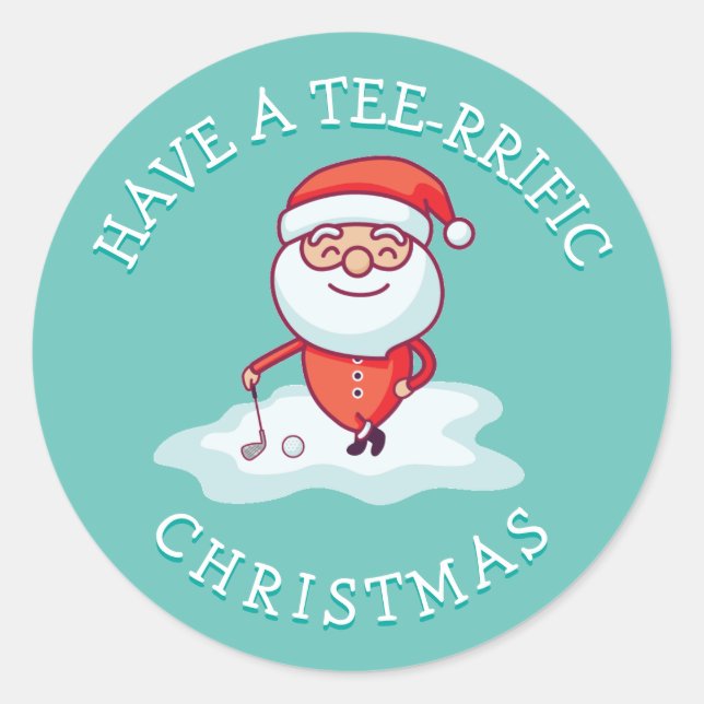 Golf Pun Santa Claus Classic Round Sticker (Front)