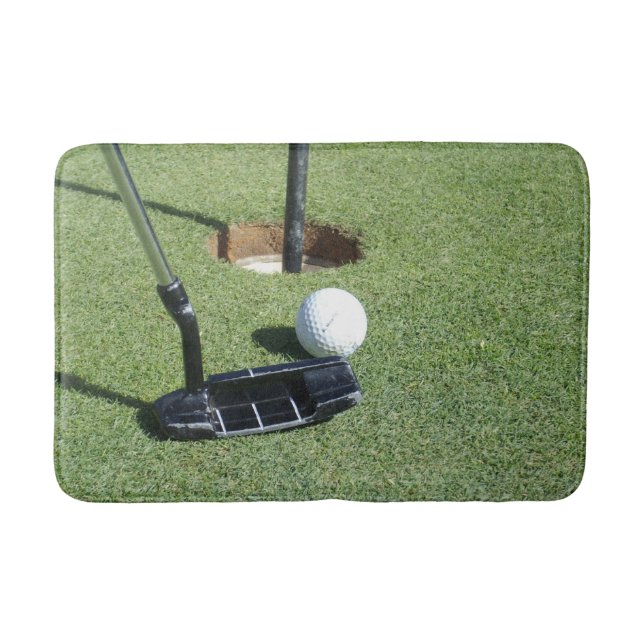 Golf Putter And Ball Ready To Par, Bath Mat (Front)