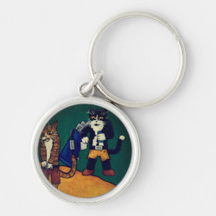 Golf Putting Cats Key Ring
