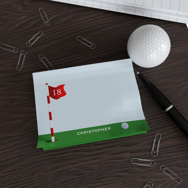 Golf Putting Green Personalised Golfer Name Number Post-it Notes (Just add your name to the putting green and add your favorite flag number)