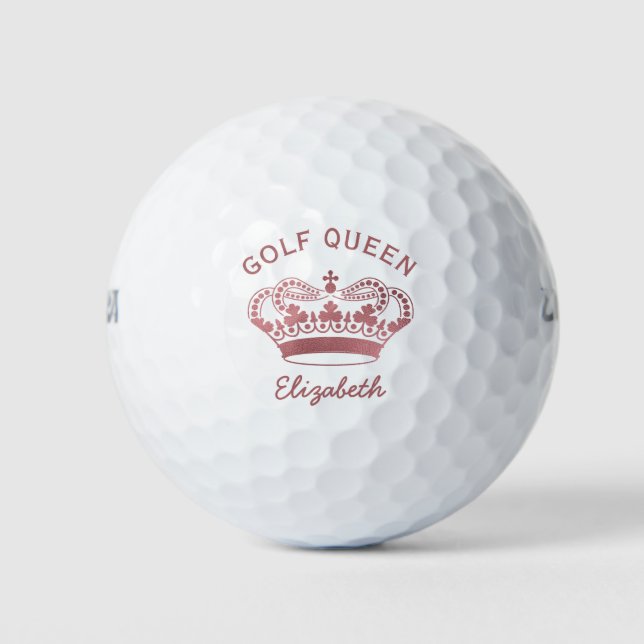 Golf Queen Rose Gold Crown Golf Balls (Front)