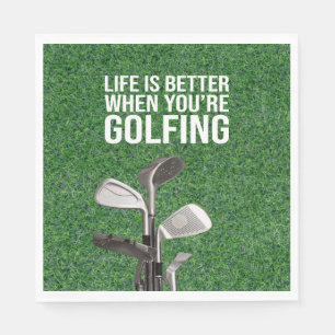 Golf Quotes on green grass for golfer party Napkin