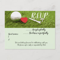 Golf R.S.V.P wedding invitation with golf ball