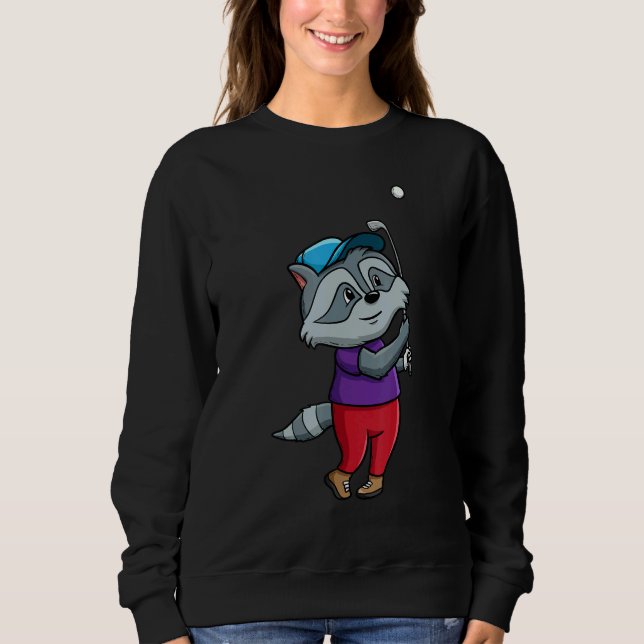 Golf Raccoon wild Animal Trash Panda Golfing Golfe Sweatshirt (Front)