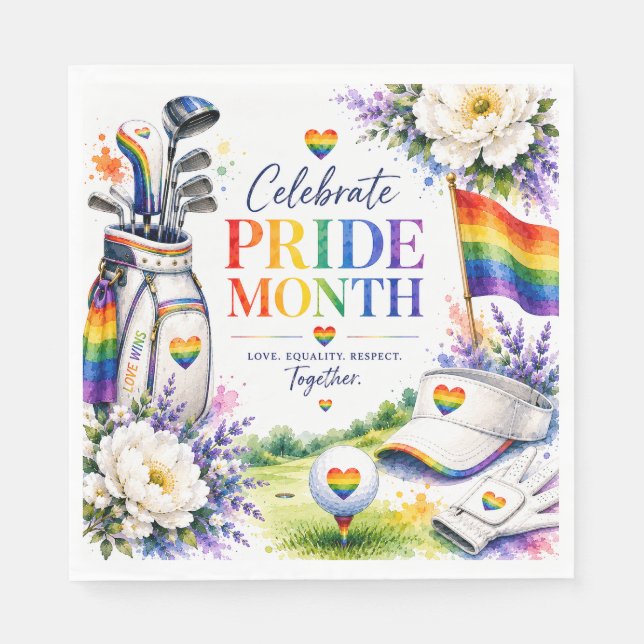 Golf Rainbow on the Fairway Pride Golf Celebration Napkin (Front)