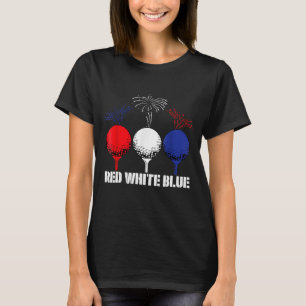 Golf Red White Blue USA Flag Patriotic 4th of July T-Shirt
