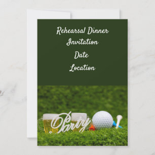 Golf rehearsal Dinner Invitation with ball & beer