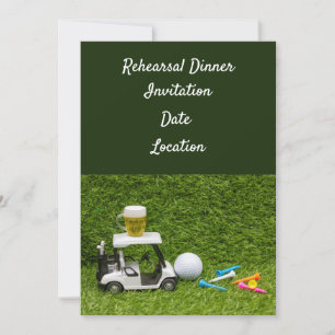 Golf rehearsal Dinner Invitation with ball & beer