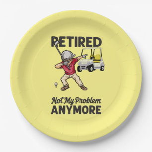 Golf Retired not my problem anymore dabbing golfer Paper Plate