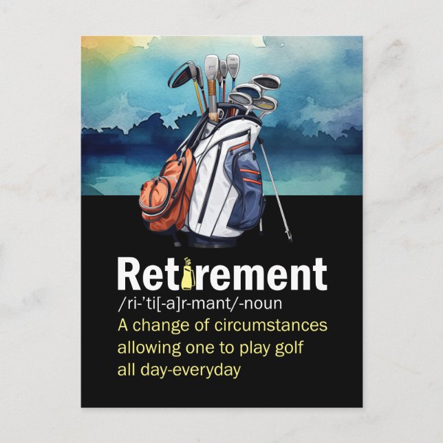 Golf Retirement definition for golfer Postcard (Front)