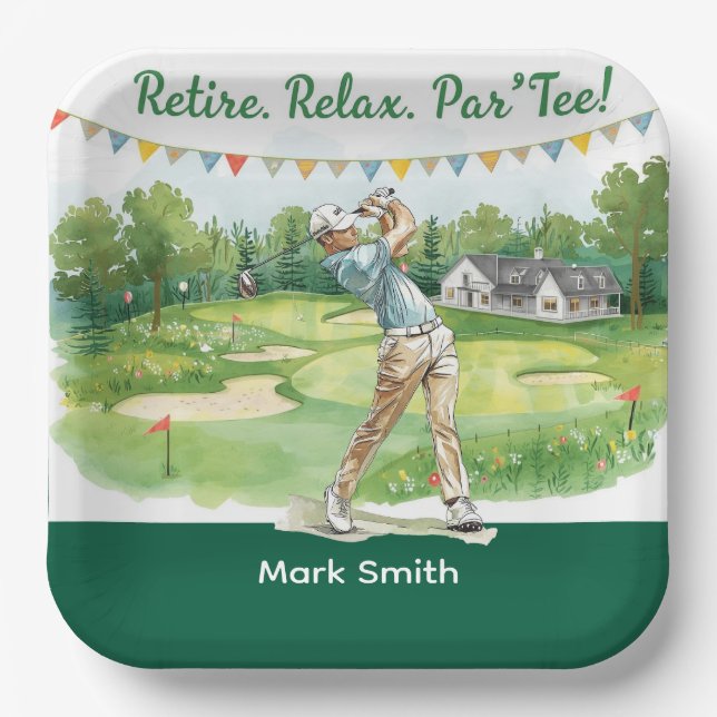 Golf  retirement for golfer  paper plate (Front)