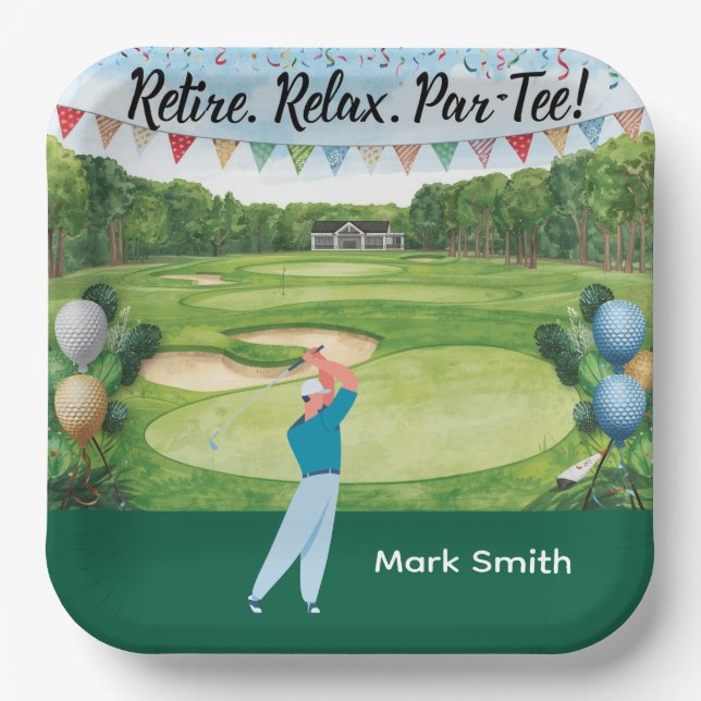 Golf  retirement for golfer  paper plate (Front)