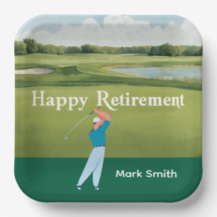Golf retirement for golfer paper plate
