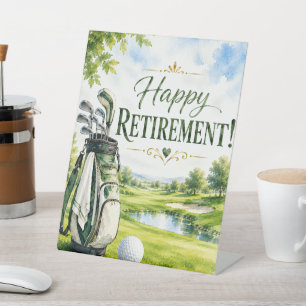 Golf Retirement for golfer Pedestal Sign