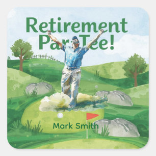 Golf retirement for golfer square sticker