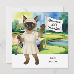 Golf Retirement for Siamese Cat Lovers Invitation 