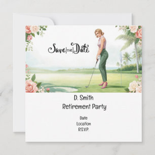 Golf retirement for woman golfer save the date
