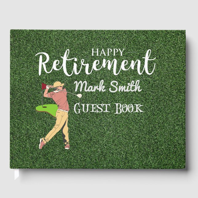 Golf  Retirement Guest book for Golfer Gift Ideas (Front)