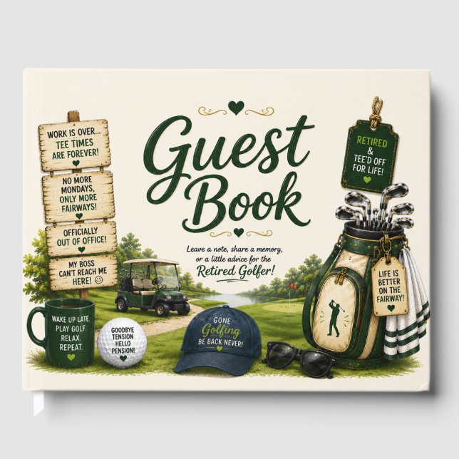 Golf retirement on golf course guest book (Front)