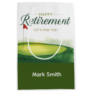 Golf retirement on putting green medium gift bag
